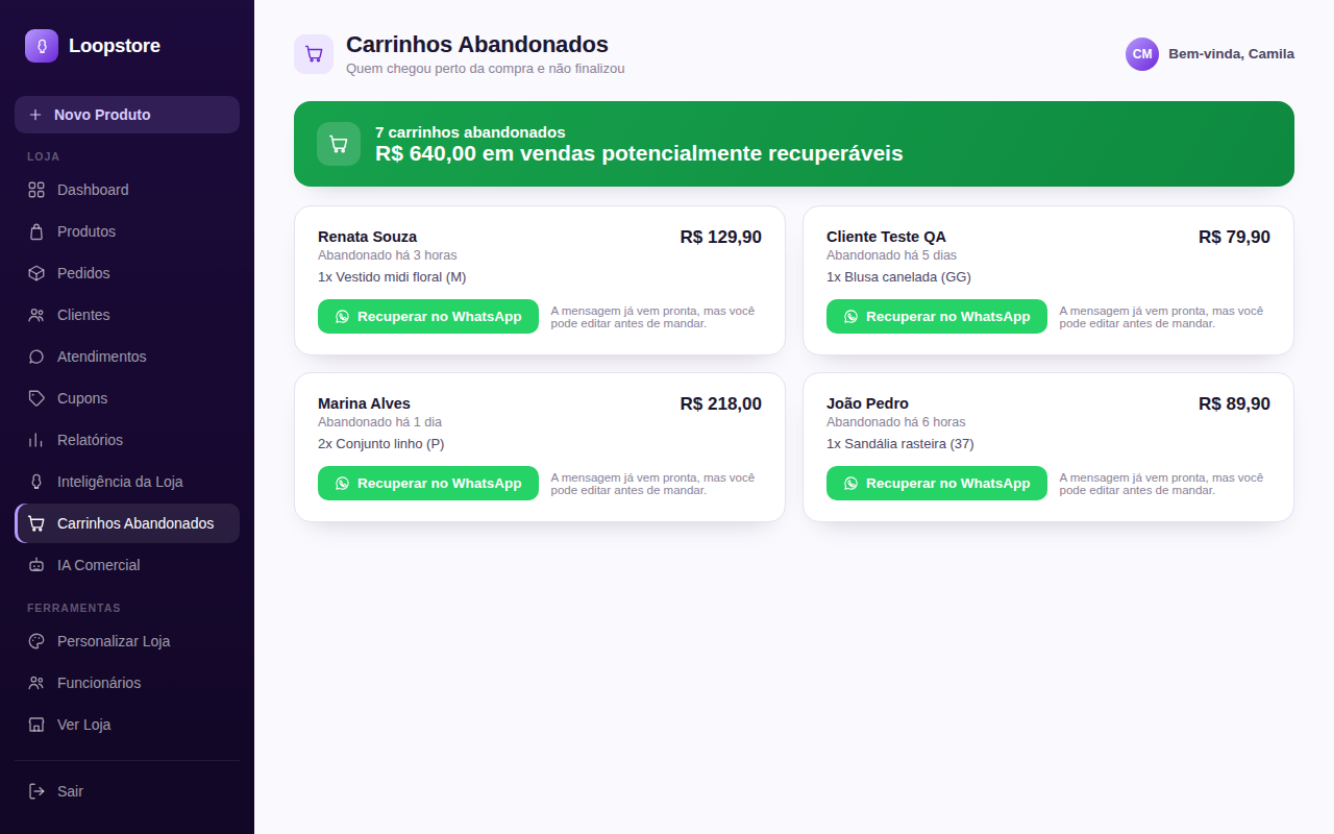 Tela de Carrinhos Abandonados
